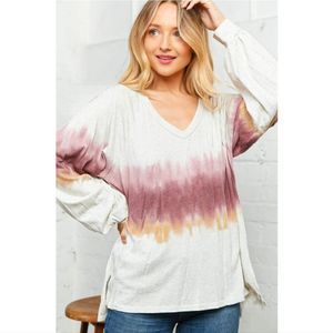 Ivory And Marled Purple Tie Dye Top